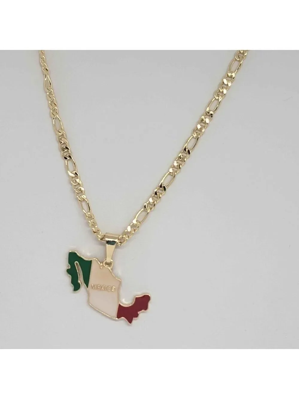 Brand New Brazilian 18k Gold Filled Mexican Flag Necklace